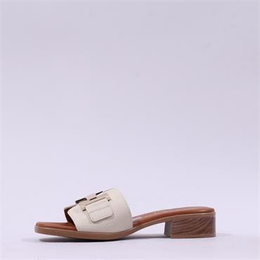 Oh My Sandals H Buckle Mule Slider - Cream
